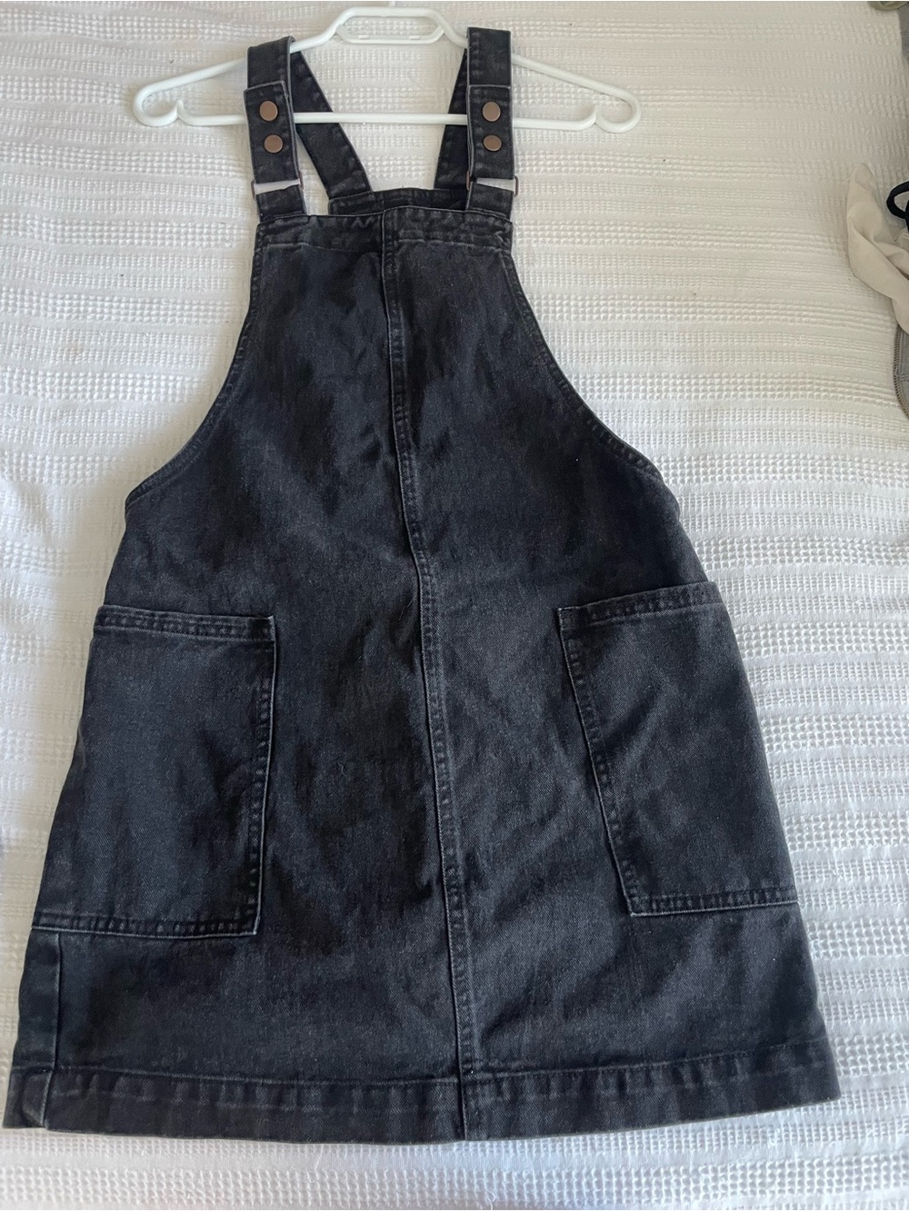 F&F Black Denim Pinafore Dress with Front Pockets size small